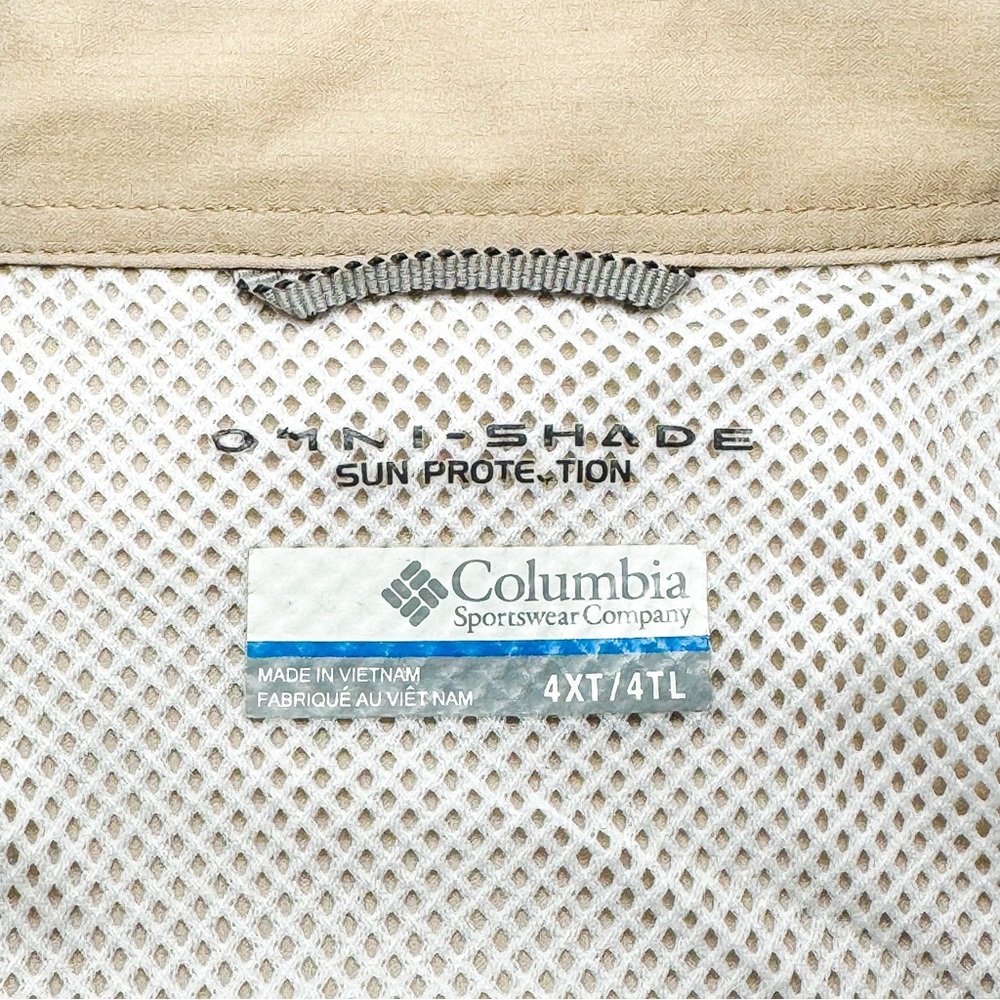 Columbia Mens Omni-Shade Ripstop Fishing Vented Shirt Beige 4XT Tall Long Sleeve - Picture 4 of 8